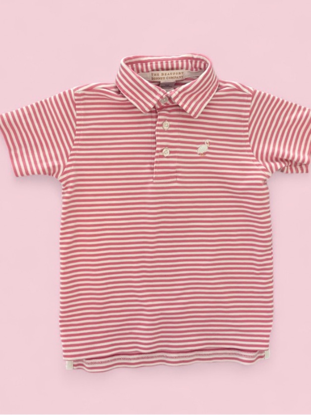 The Beaufort Bonnet Company Prim & Proper Polo Shirt Pink Stripe 3T